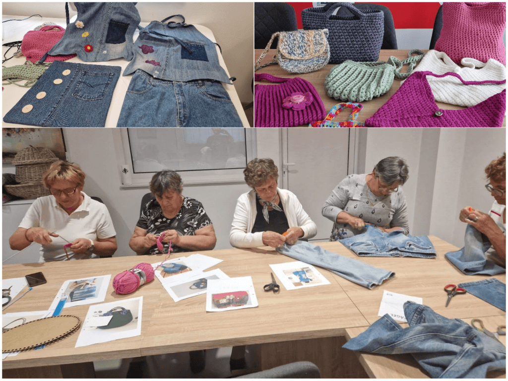 Izrađeni predmeti od trapera, heklani predmeti i umirovljenice na radionici