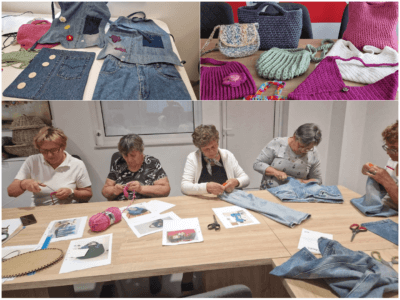 Izrađeni predmeti od trapera, heklani predmeti i umirovljenice na radionici