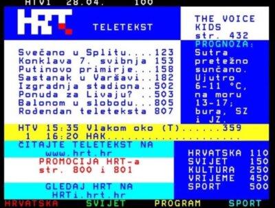 Teletekst | Snimak zaslona HRT