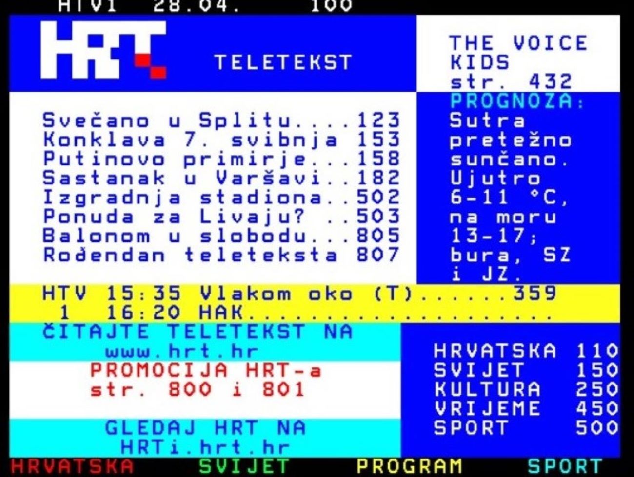Teletekst | Snimak zaslona HRT